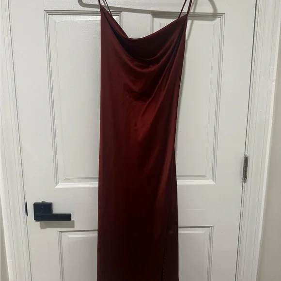 Elegant Brown Satin Dress - Picture 2 of 2